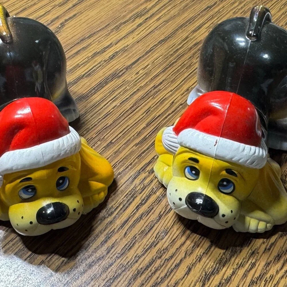 Vintage Plastic Christmas Beagle Puppy Santa Figures 4